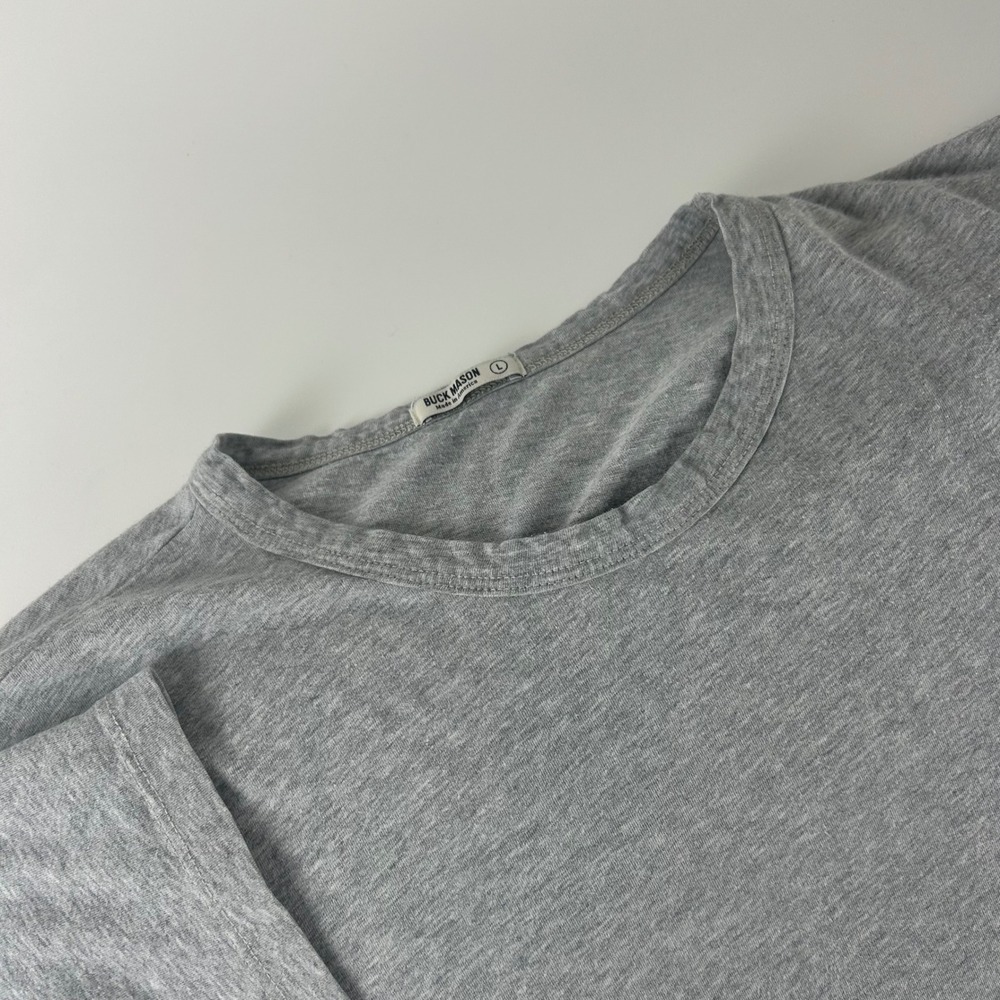 Buck Mason Mens L Short Sleeve Curved Hem Tee Heather Gray Shirt Casual